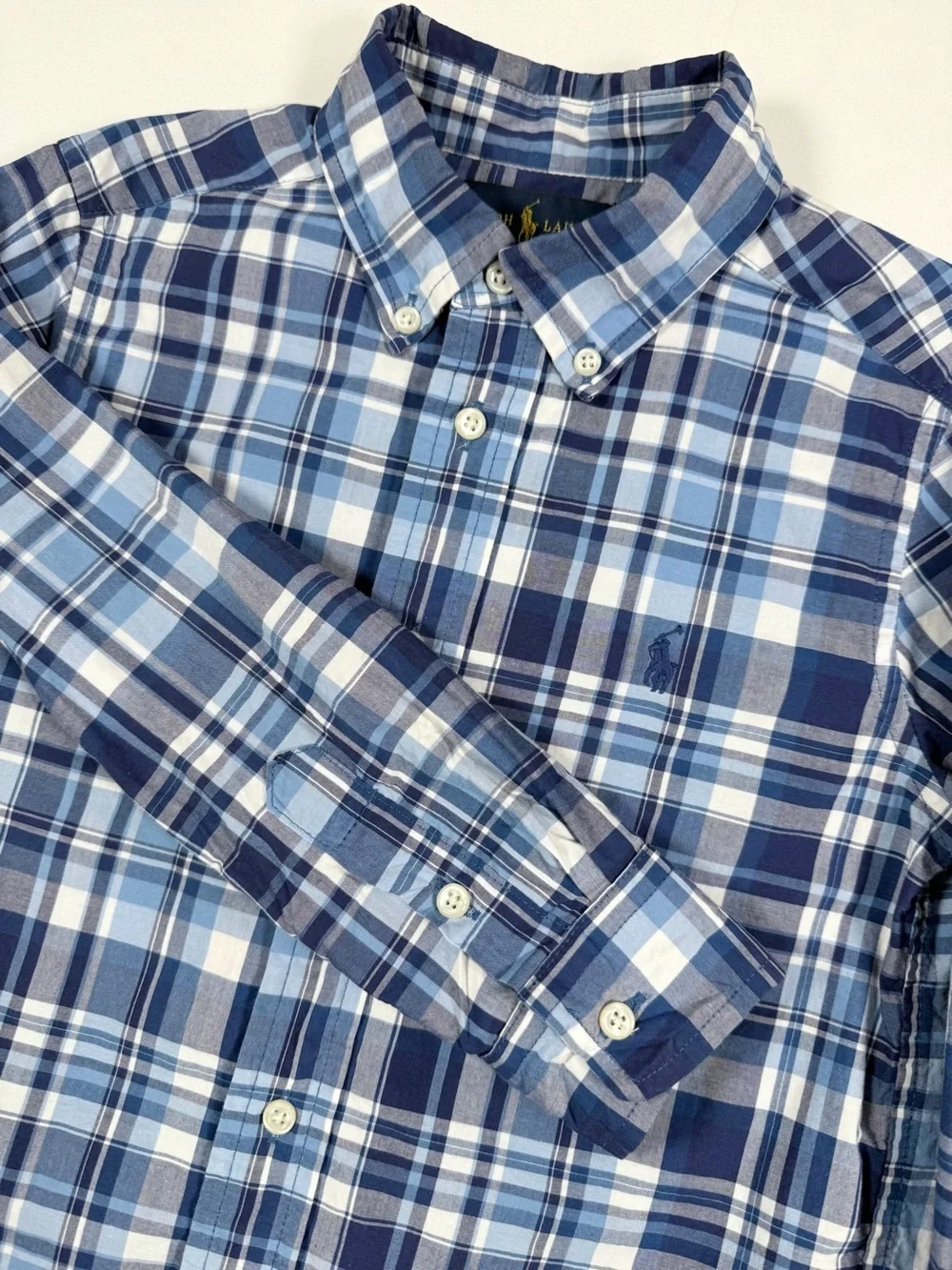 RALPH LAUREN Boys 5 Plaid Button Down Long Sleeve Oxford Shirt Preppy Classic